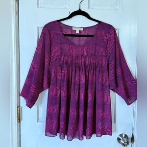 Michael Kors Pink Blouse with Relaxed Smocked Style size Extra Large